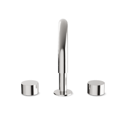 Opera 3-Hole Deck Mount Tub Filler With Arc Spout & Disc Handles - Brushed Nickel thumbnail 2