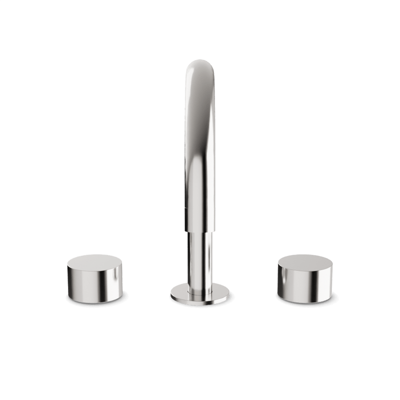Opera 3-Hole Deck Mount Tub Filler With Arc Spout & Disc Handles - Brushed Nickel image 2