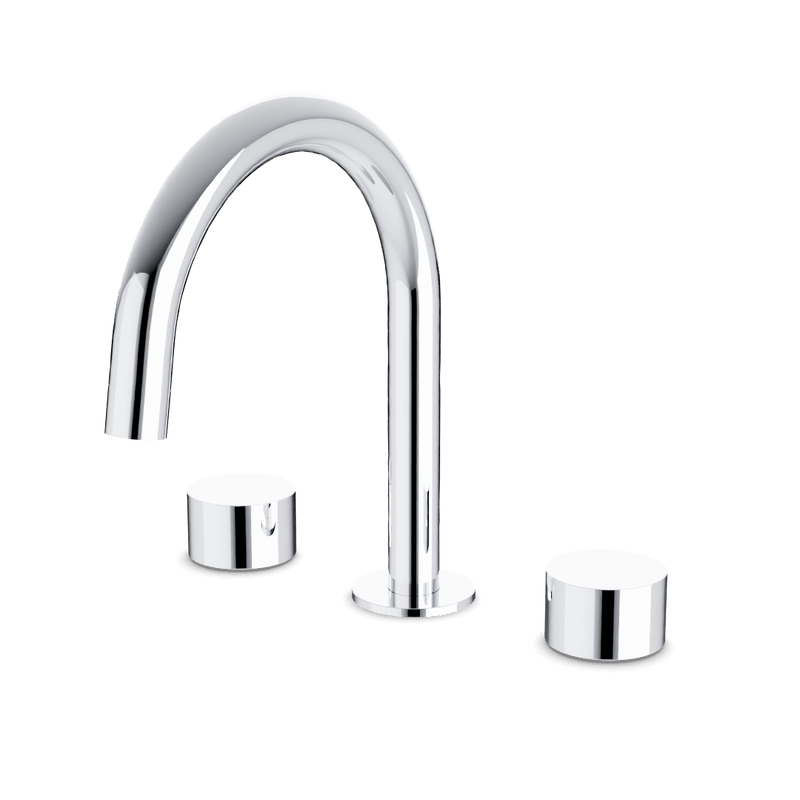 Opera 3-Hole Deck Mount Tub Filler With Arc Spout & Disc Handles - Chrome image 1
