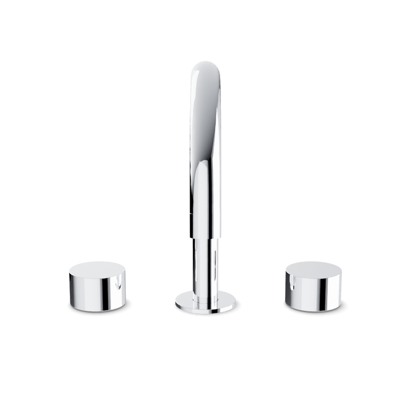 Opera 3-Hole Deck Mount Tub Filler With Arc Spout & Disc Handles - Chrome image 2