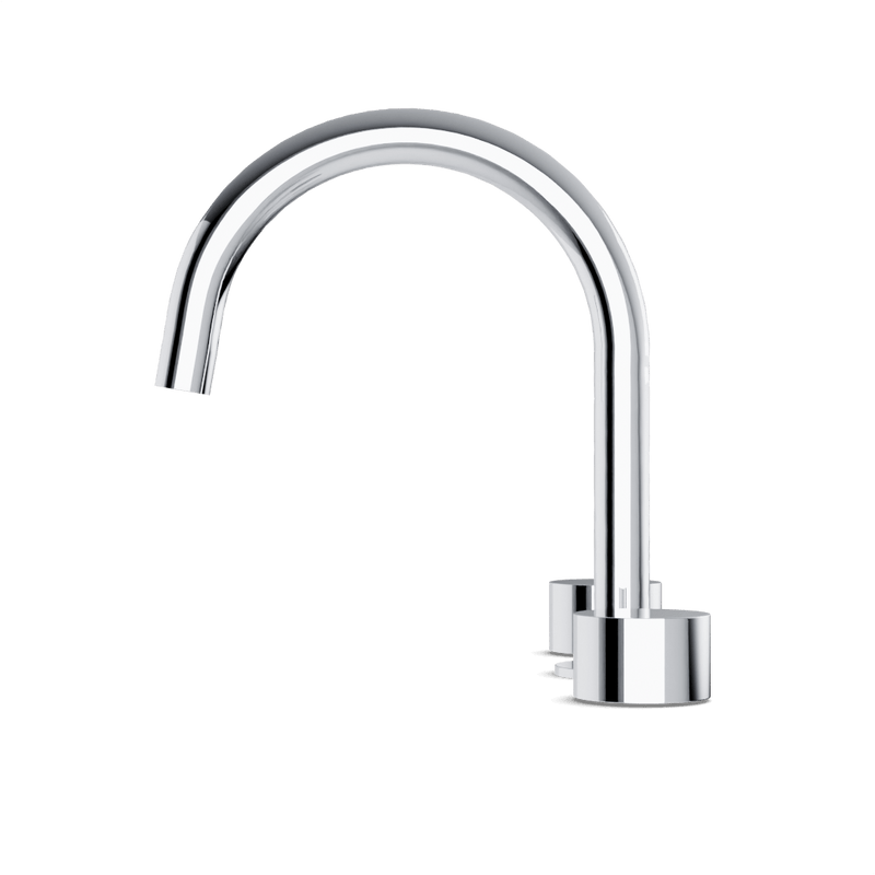 Opera 3-Hole Deck Mount Tub Filler With Arc Spout & Disc Handles - Chrome image 3