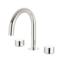 Opera 3-Hole Deck Mount Tub Filler With Arc Spout & Disc Handles - Polished Nickel thumbnail 1