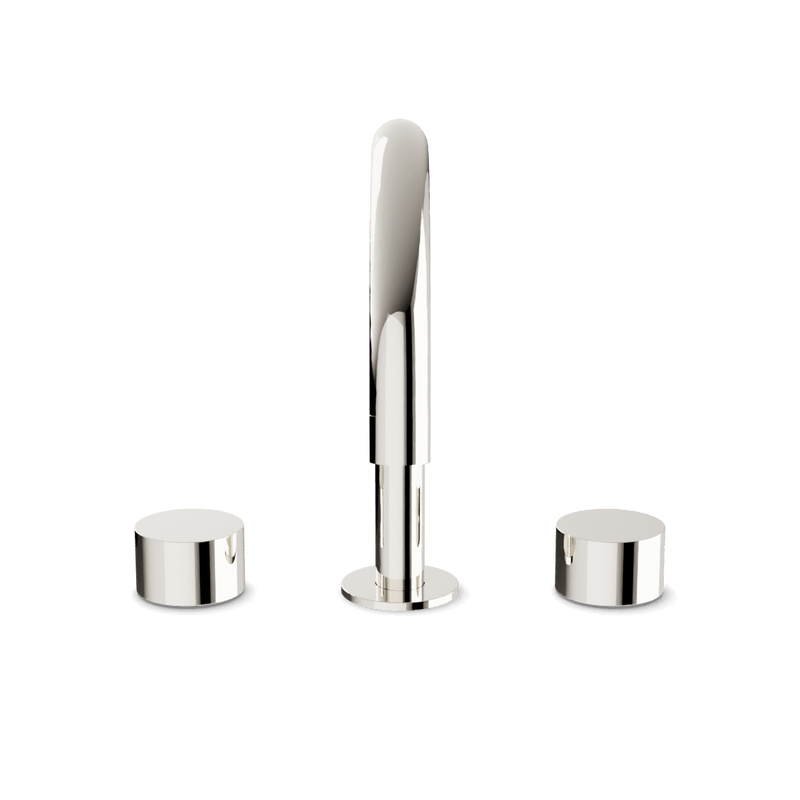 Opera 3-Hole Deck Mount Tub Filler With Arc Spout & Disc Handles - Polished Nickel image 2