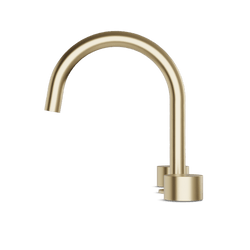 Opera 3-Hole Deck Mount Tub Filler With Arc Spout & Disc Handles - Satin Brass thumbnail 3