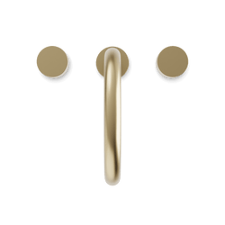 Opera 3-Hole Deck Mount Tub Filler With Arc Spout & Disc Handles - Satin Brass thumbnail 4
