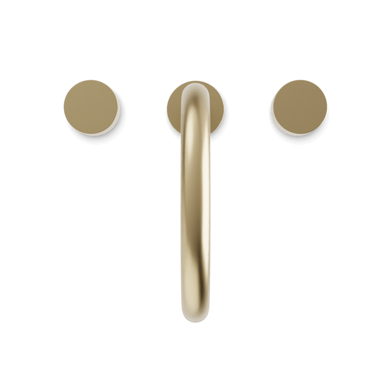 Opera 3-Hole Deck Mount Tub Filler With Arc Spout & Disc Handles - Satin Brass image 4