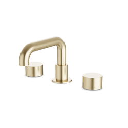 Opera 8" Widespread Bathroom Faucet With Low Spout & Disc Handles - Satin Brass thumbnail 1