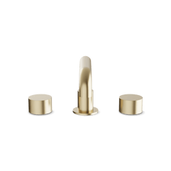 Opera 8" Widespread Bathroom Faucet With Low Spout & Disc Handles - Satin Brass thumbnail 2