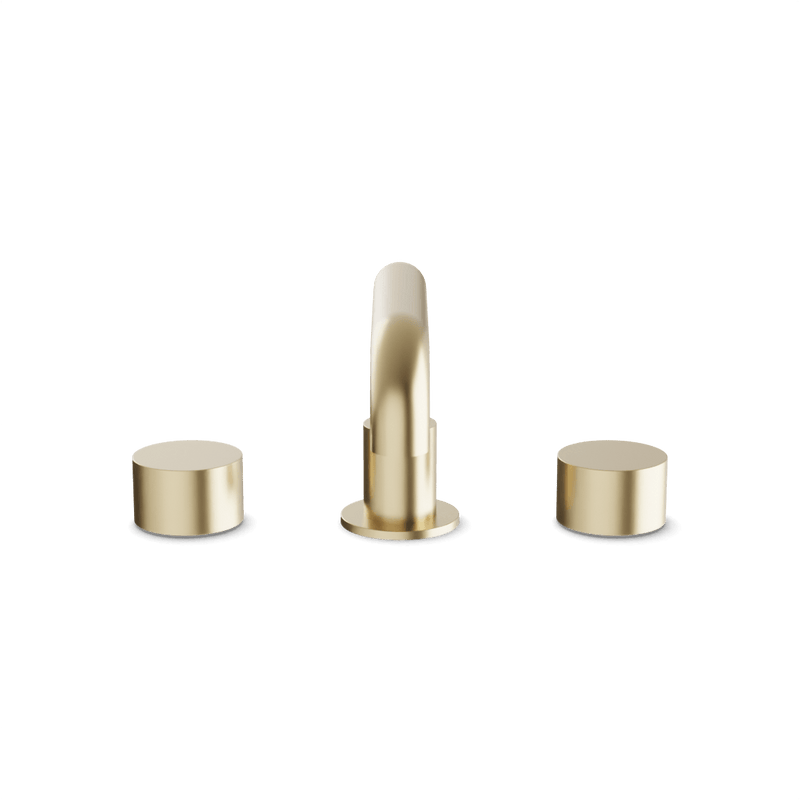 Opera 8" Widespread Bathroom Faucet With Low Spout & Disc Handles - Satin Brass image 2