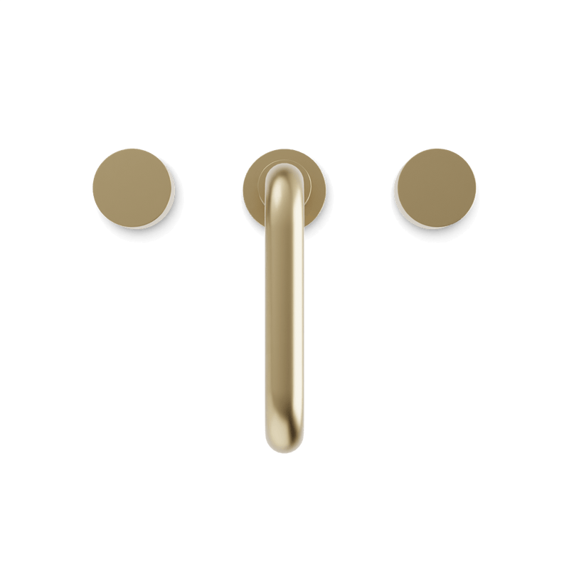 Opera 8" Widespread Bathroom Faucet With Low Spout & Disc Handles - Satin Brass image 4