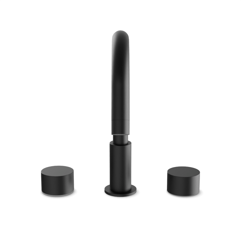 Opera 8" Widespread Bathroom Faucet With Disc Handles - Matte Black image 2