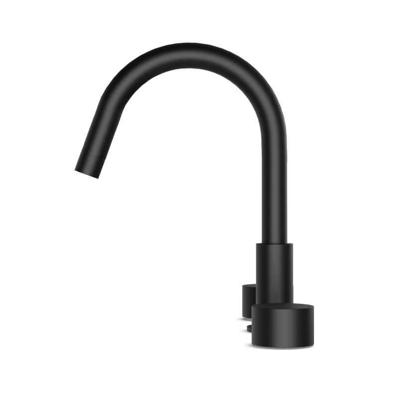Opera 8" Widespread Bathroom Faucet With Disc Handles - Matte Black image 3