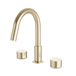 Opera 8" Widespread Bathroom Faucet With Disc Handles - Satin Brass thumbnail 1