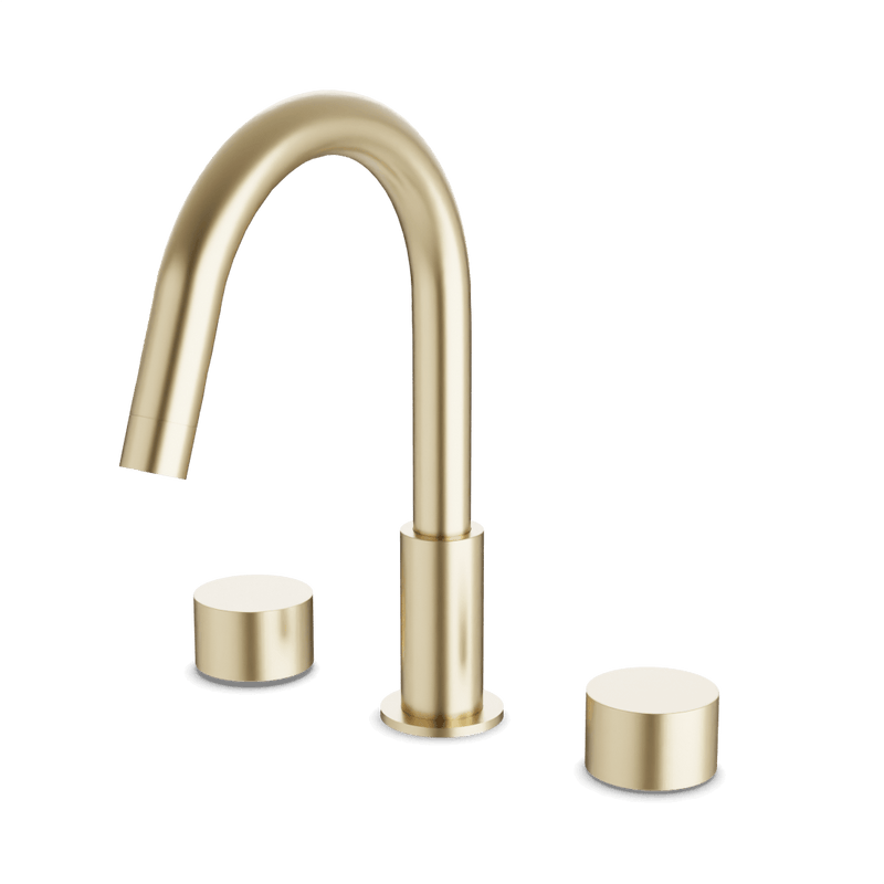 Opera 8" Widespread Bathroom Faucet With Disc Handles - Satin Brass image 1