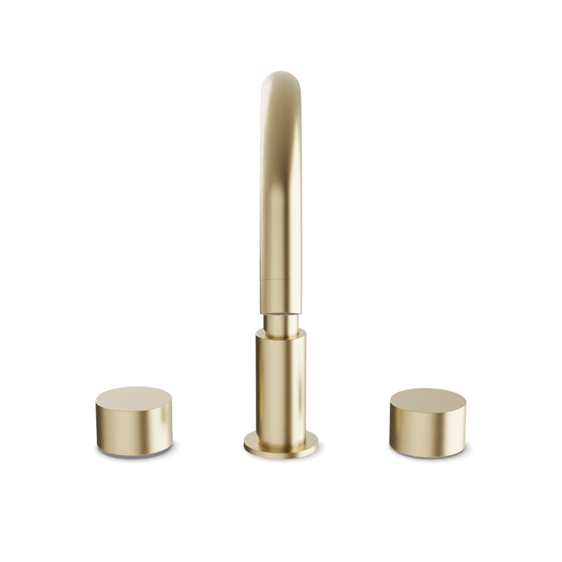 Opera 8" Widespread Bathroom Faucet With Disc Handles - Satin Brass image 2