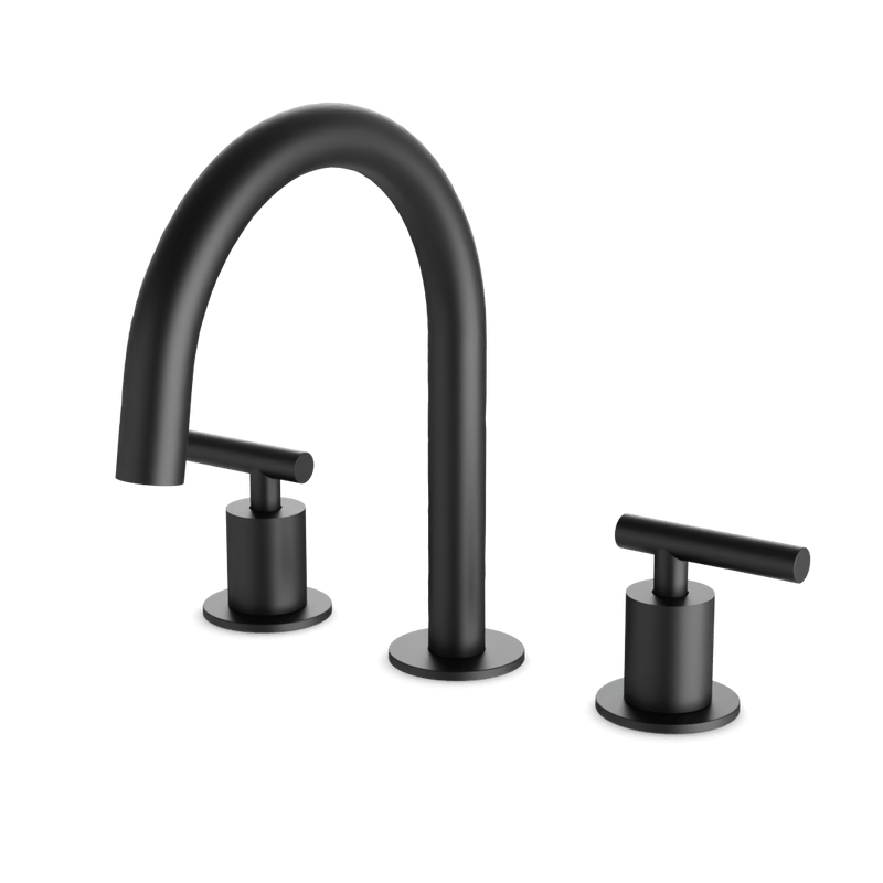 Opera 8" Widespread Bathroom Faucet With Arc Spout & Lever Handles - Matte Black image 1