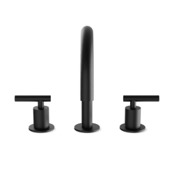Opera 8" Widespread Bathroom Faucet With Arc Spout & Lever Handles - Matte Black thumbnail 2