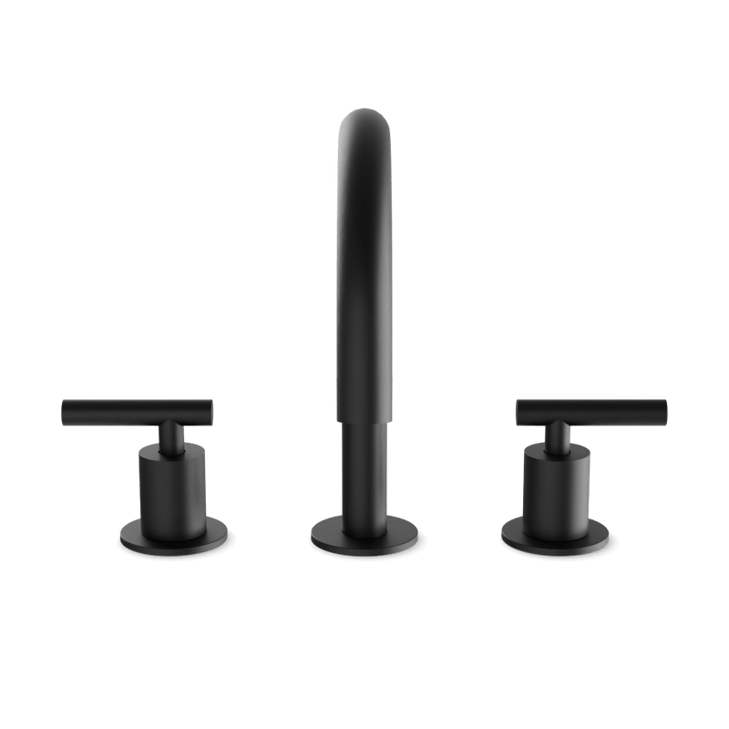 Opera 8" Widespread Bathroom Faucet With Arc Spout & Lever Handles - Matte Black image 2