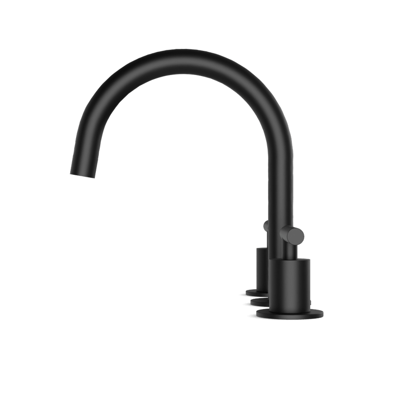 Opera 8" Widespread Bathroom Faucet With Arc Spout & Lever Handles - Matte Black image 3