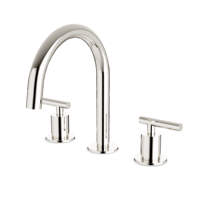 Opera 8" Widespread Bathroom Faucet With Arc Spout & Lever Handles - Polished Nickel image 1
