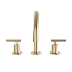 Opera 8" Widespread Bathroom Faucet With Arc Spout & Lever Handles - Satin Brass thumbnail 2