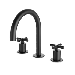 Opera 8" Widespread Bathroom Faucet With Arc Spout & Cross Handles - Matte Black thumbnail 1