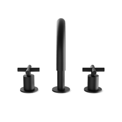 Opera 8" Widespread Bathroom Faucet With Arc Spout & Cross Handles - Matte Black thumbnail 2