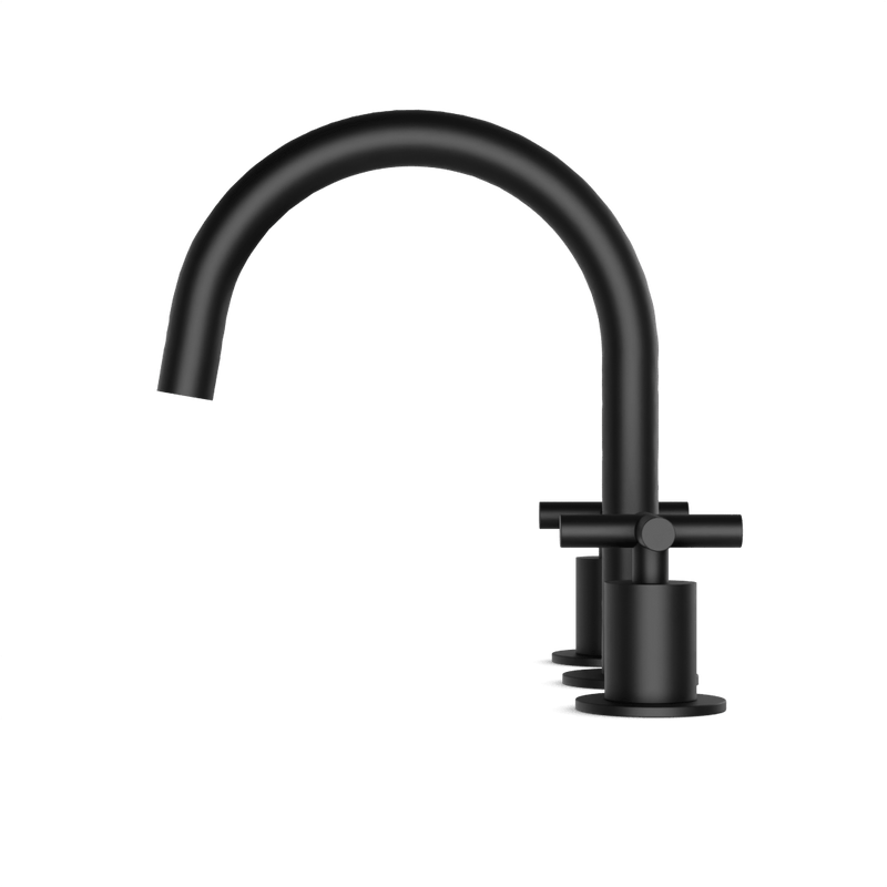 Opera 8" Widespread Bathroom Faucet With Arc Spout & Cross Handles - Matte Black image 3
