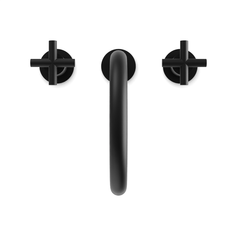 Opera 8" Widespread Bathroom Faucet With Arc Spout & Cross Handles - Matte Black image 4