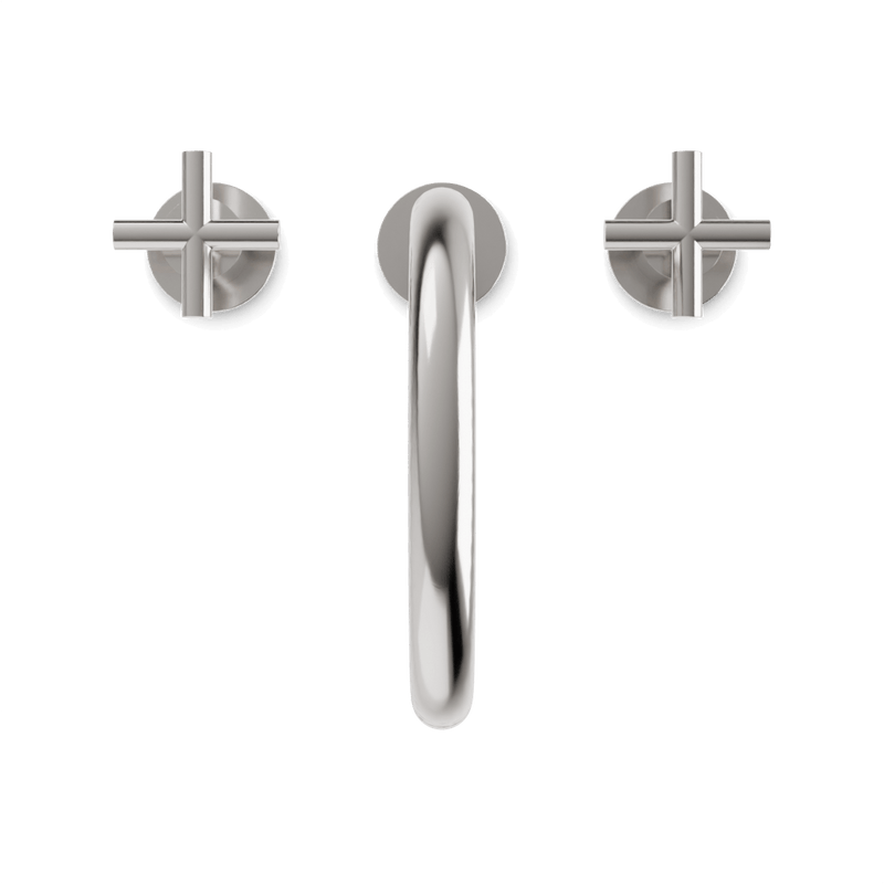 Opera 8" Widespread Bathroom Faucet With Arc Spout & Cross Handles - Brushed Nickel image 4