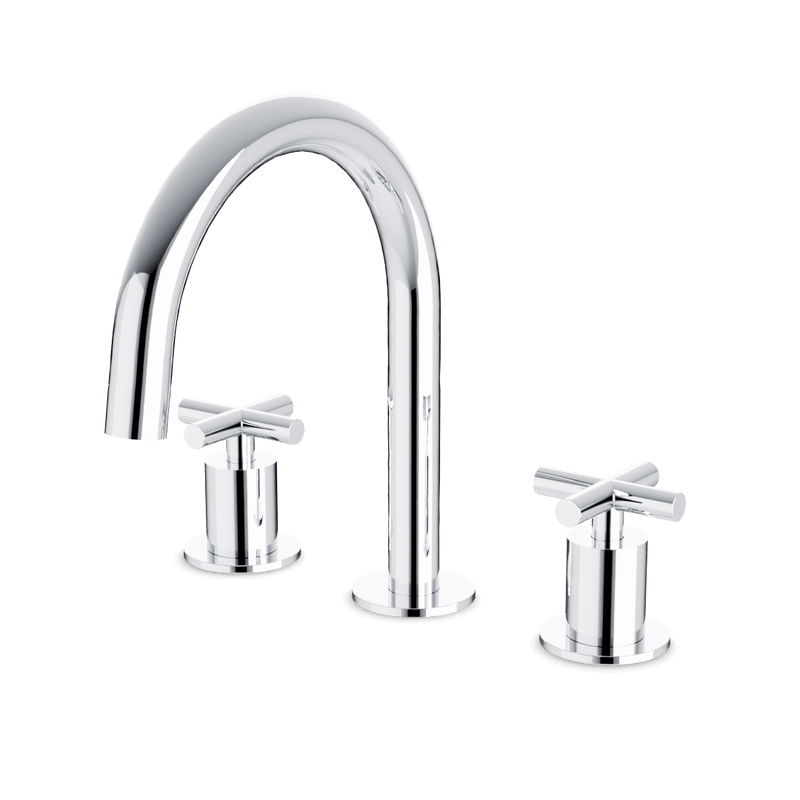 Opera 8" Widespread Bathroom Faucet With Arc Spout & Cross Handles - Chrome image 1