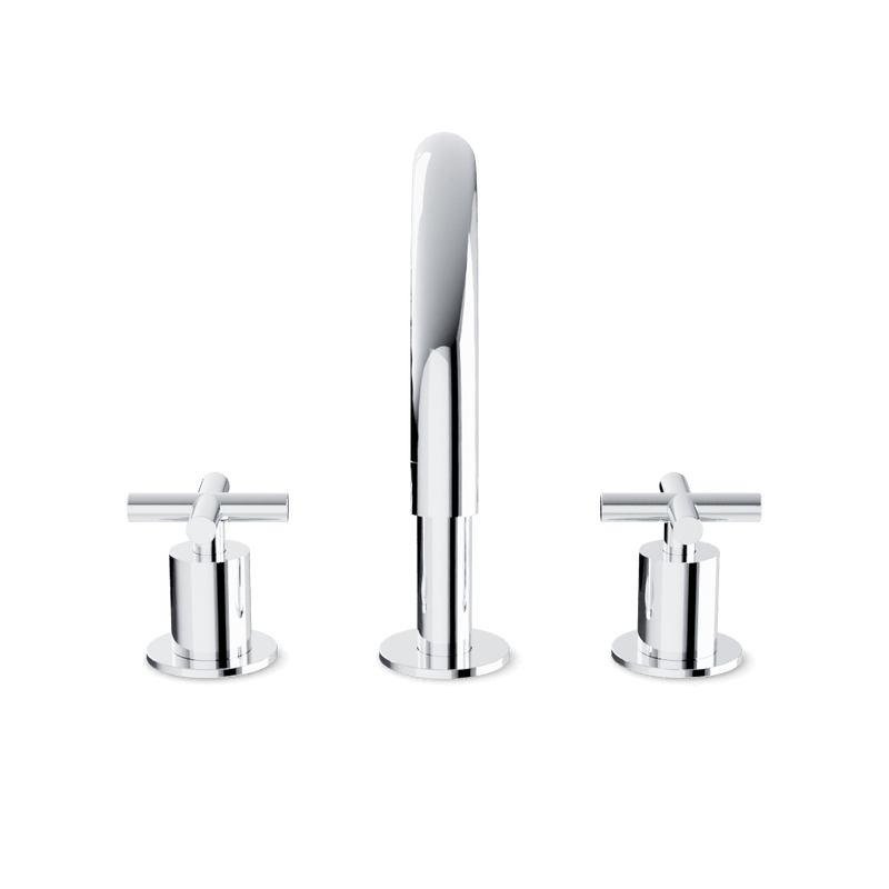 Opera 8" Widespread Bathroom Faucet With Arc Spout & Cross Handles - Chrome image 2