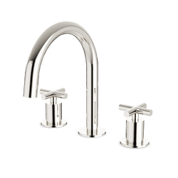 Opera 8" Widespread Bathroom Faucet With Arc Spout & Cross Handles - Polished Nickel thumbnail 1