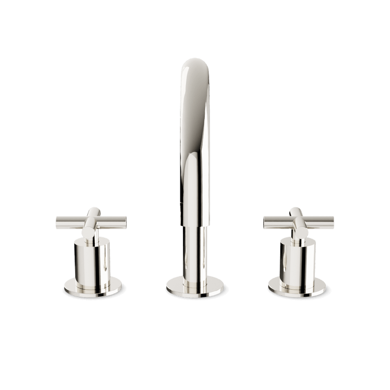 Opera 8" Widespread Bathroom Faucet With Arc Spout & Cross Handles - Polished Nickel image 2
