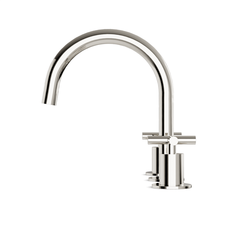 Opera 8" Widespread Bathroom Faucet With Arc Spout & Cross Handles - Polished Nickel image 3
