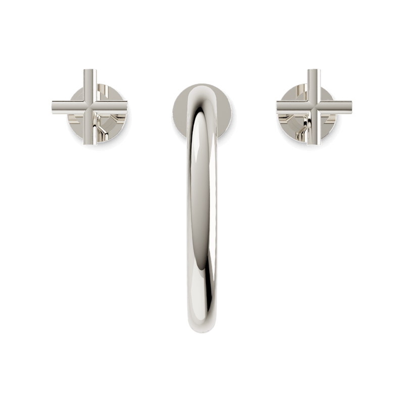 Opera 8" Widespread Bathroom Faucet With Arc Spout & Cross Handles - Polished Nickel image 4