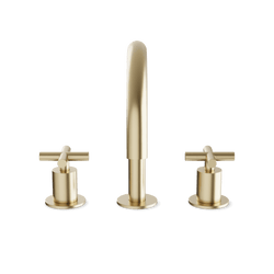 Opera 8" Widespread Bathroom Faucet With Arc Spout & Cross Handles - Satin Brass thumbnail 2