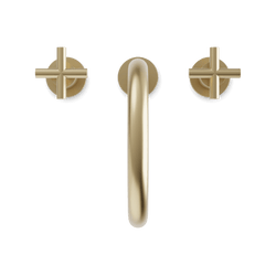 Opera 8" Widespread Bathroom Faucet With Arc Spout & Cross Handles - Satin Brass thumbnail 4