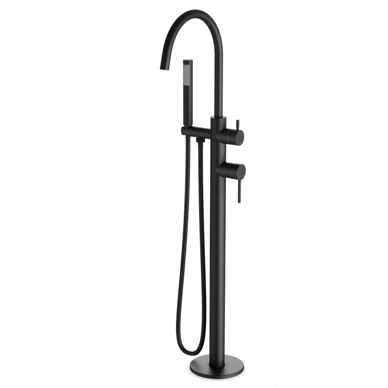Opera Floor Mount Tub Filler Trim Kit with Hand Shower - Matte Black image 1