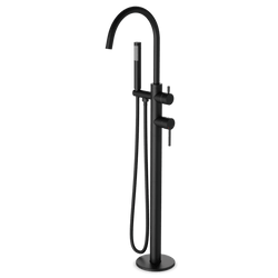 FS510TK - Trova Round Floor Mount Tub Filler Trim Kit with Hand Held Shower Artos US Black