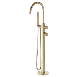 FS510TK - Trova Round Floor Mount Tub Filler Trim Kit with Hand Held Shower Artos US Satin Brass