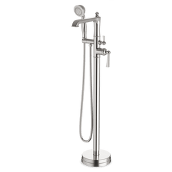 Classic Floor Mount Tub Filler Trim Kit with Hand Shower - Brushed Nickel thumbnail 1