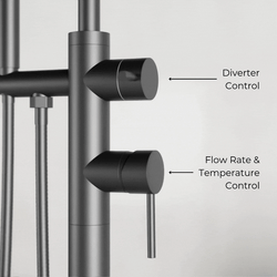 Opera Floor Mount Tub Filler Trim Kit with Low Spout and Hand Shower - Matte Black thumbnail 5