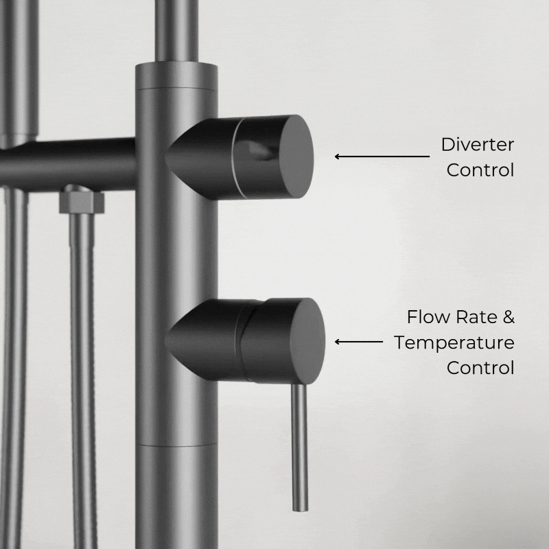 Opera Floor Mount Tub Filler Trim Kit with Low Spout and Hand Shower - Matte Black image 5