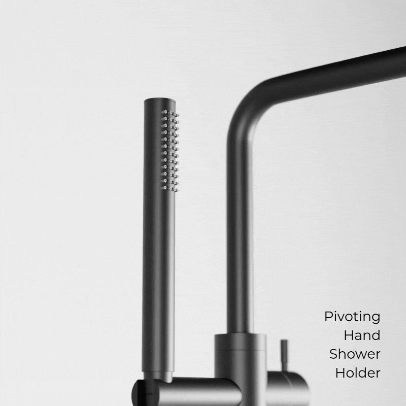 Opera Floor Mount Tub Filler Trim Kit with Low Spout and Hand Shower - Matte Black image 4