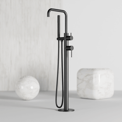 Opera Floor Mount Tub Filler Trim Kit with Low Spout and Hand Shower - Matte Black thumbnail 2