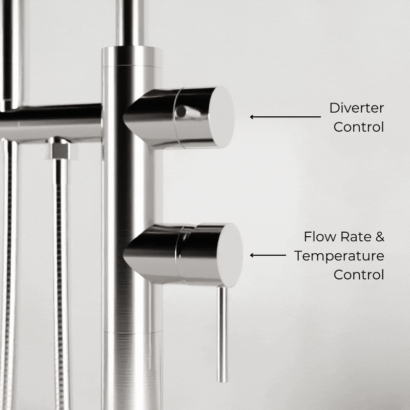 Opera Floor Mount Tub Filler Trim Kit with Low Spout and Hand Shower - Brushed Nickel image 5