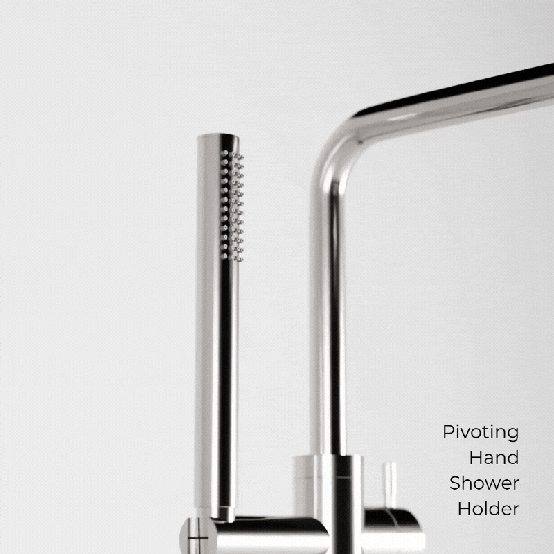 Opera Floor Mount Tub Filler Trim Kit with Low Spout and Hand Shower - Brushed Nickel image 4