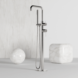 Opera Floor Mount Tub Filler Trim Kit with Low Spout and Hand Shower - Brushed Nickel thumbnail 2