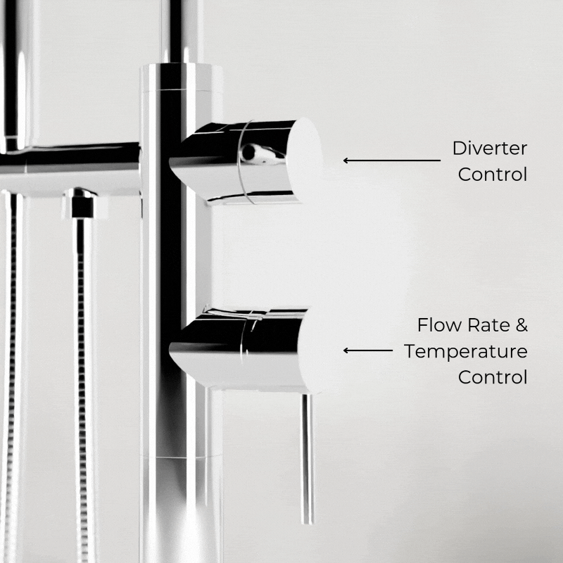 Opera Floor Mount Tub Filler Trim Kit with Low Spout and Hand Shower - Chrome image 5